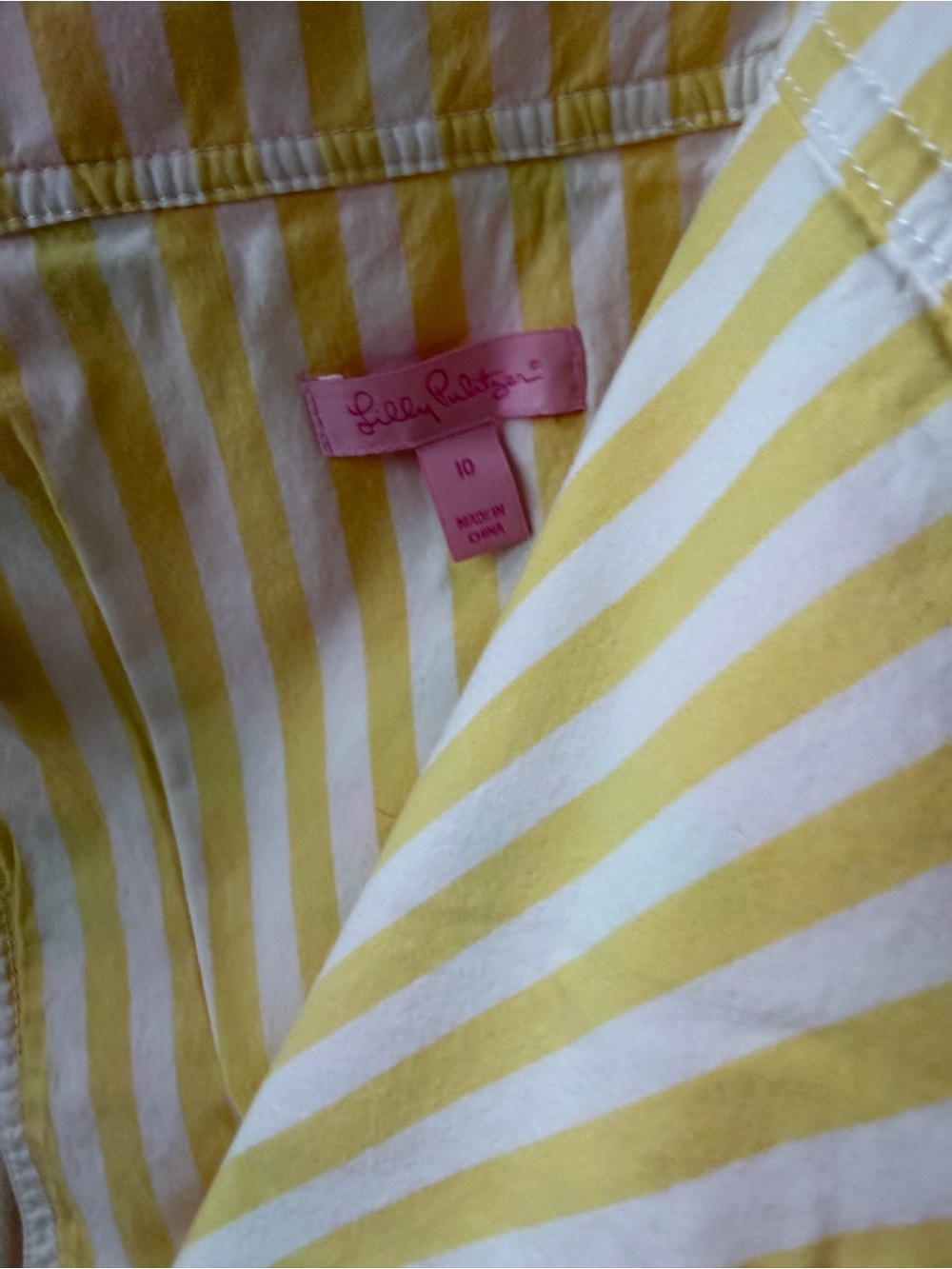 Lilly Pulitzer pink floral Yellow and White Striped sz 10 wrap button skirt - Picture 2 of 5
